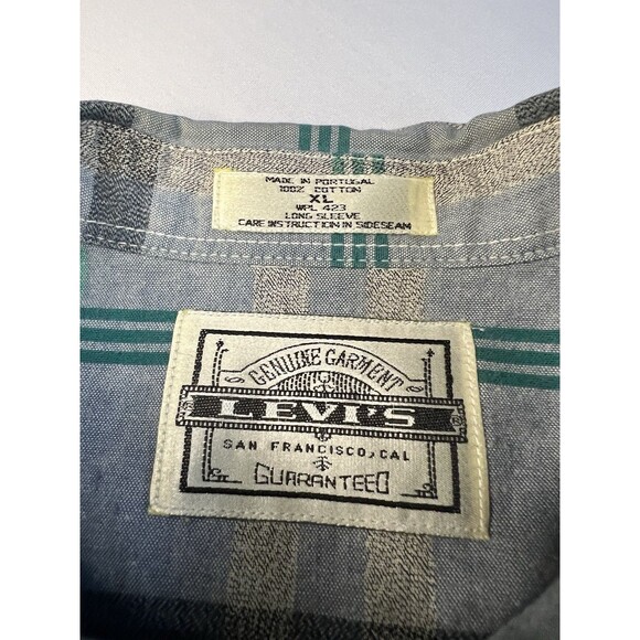Vintage 70s Men’s Levis Long Sleeve Button Up Shirt Size XL Plaid 100% Cotton - Picture 6 of 7